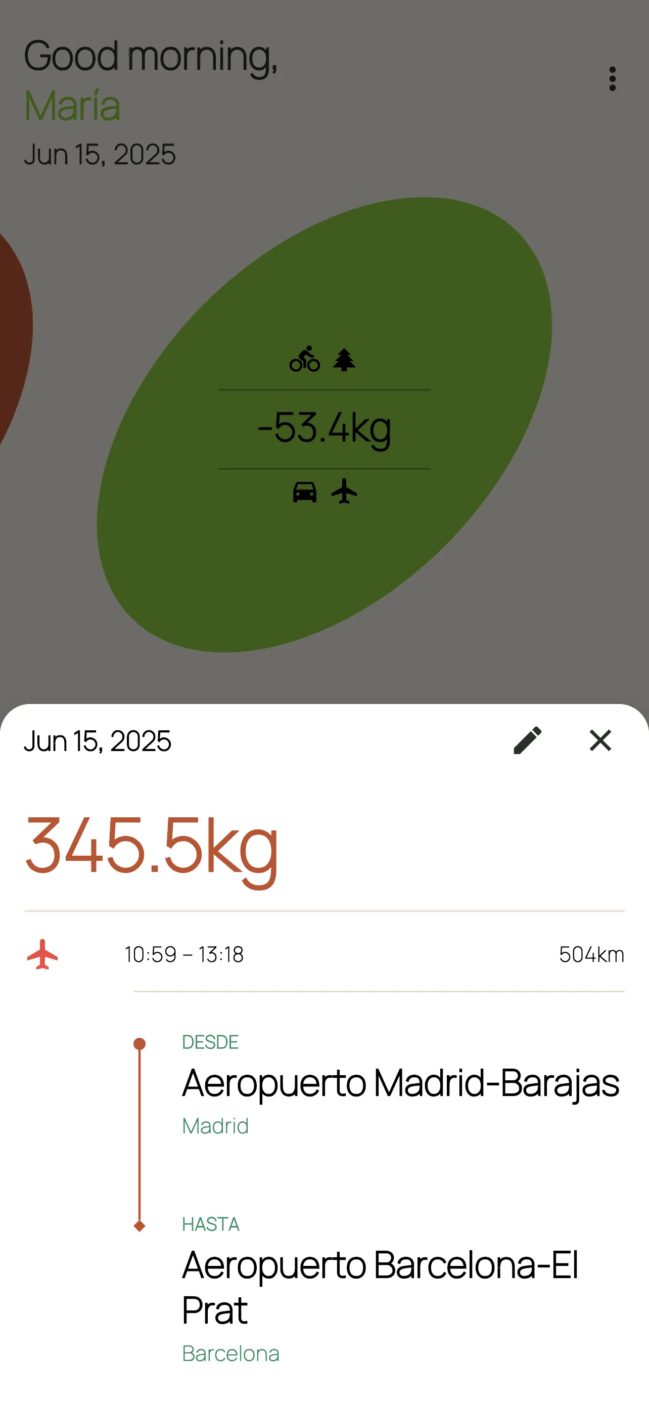 CarbonFlow trip detail